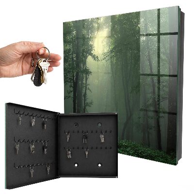 Armario para colgar llaves con diseño de niebla forestal