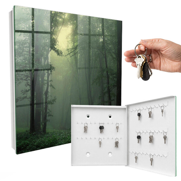 Armario para colgar llaves con diseño de niebla forestal