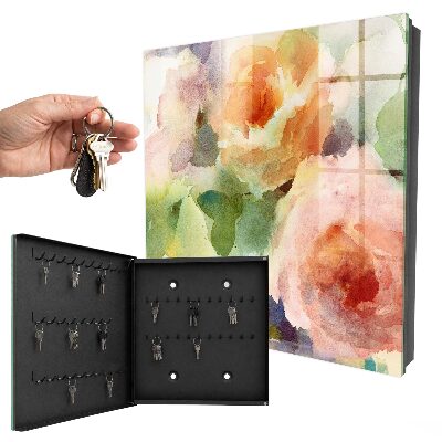 Armario para llaves con diseño de flores de acuarela