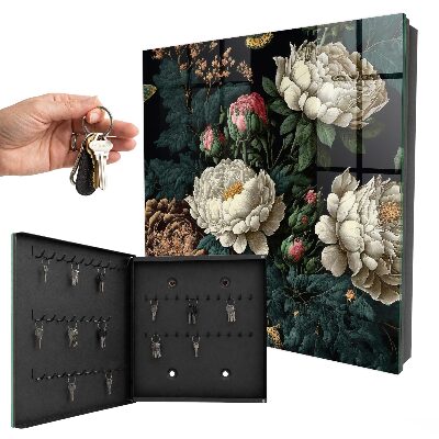 Armario para llaves con diseño de flores de peonía
