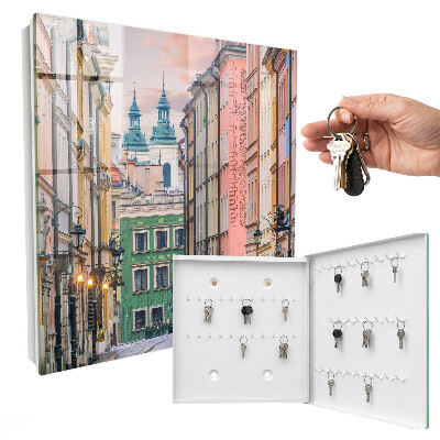 Armario para llaves con diseño de edificios residenciales coloridos