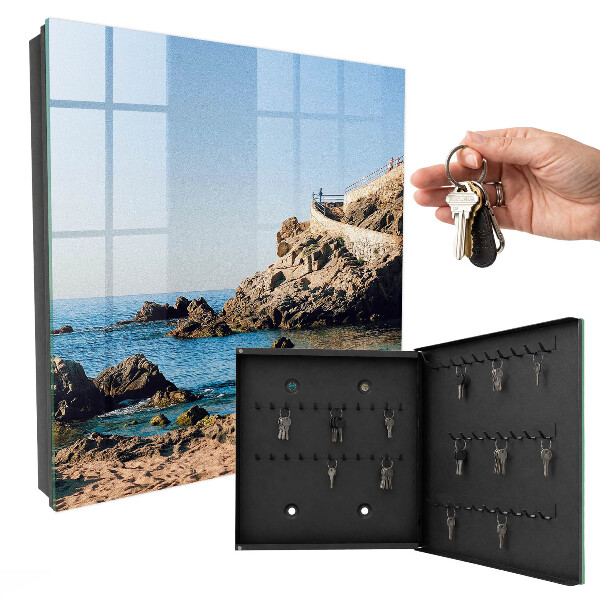 Caja para llaves con diseño de paisaje costero