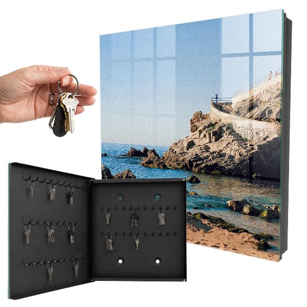 Caja para llaves con diseño de paisaje costero