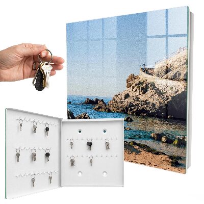 Caja para llaves con diseño de paisaje costero