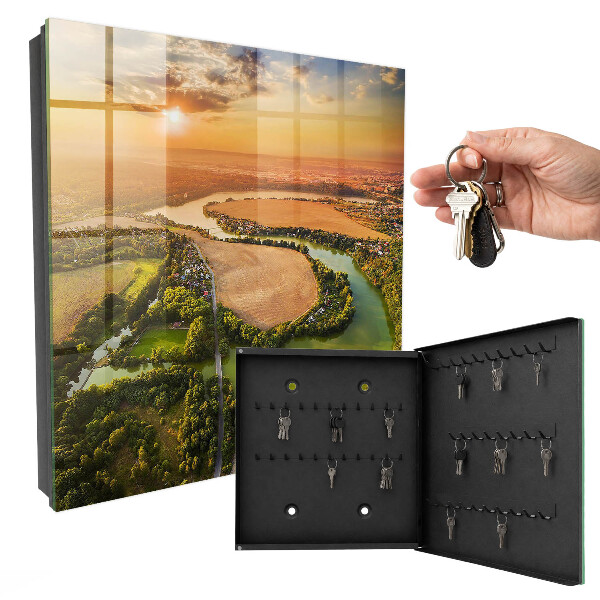 Caja para llaves con diseño de paisaje natural