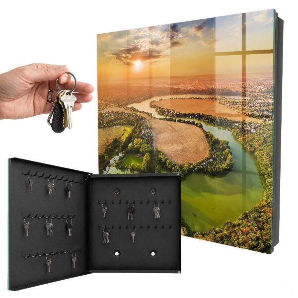 Caja para llaves con diseño de paisaje natural