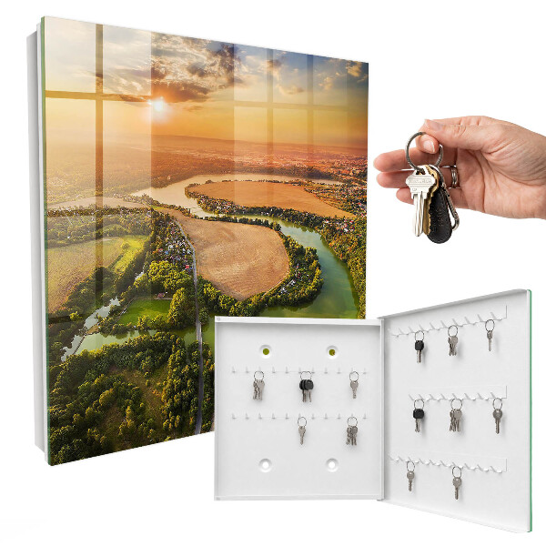 Caja para llaves con diseño de paisaje natural