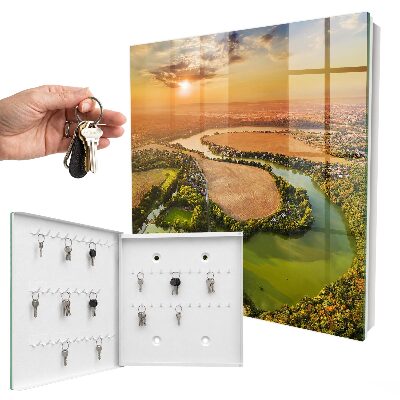 Caja para llaves con diseño de paisaje natural