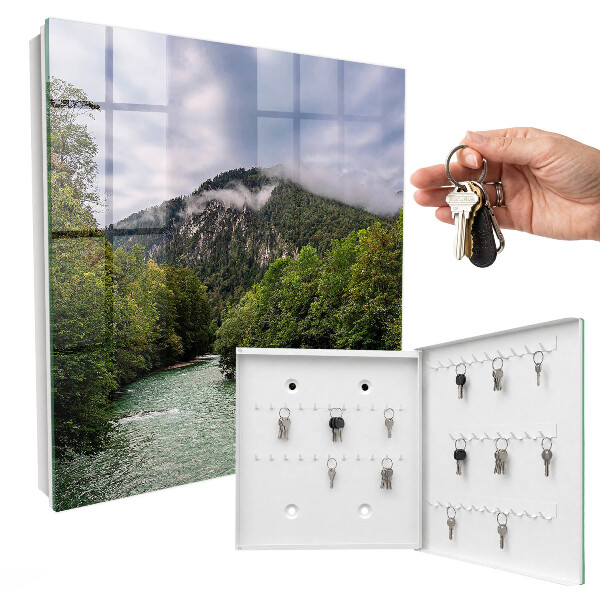 Caja para llaves con diseño de paisaje de montaña