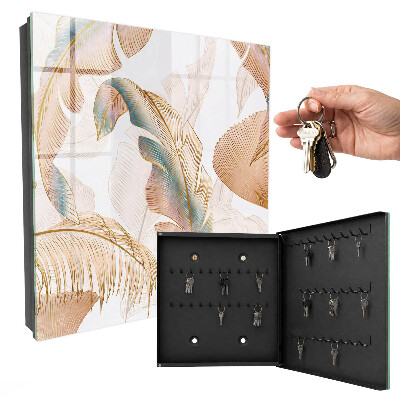 Caja para llaves con diseño de hojas delicadas