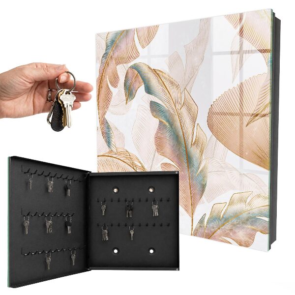 Caja para llaves con diseño de hojas delicadas