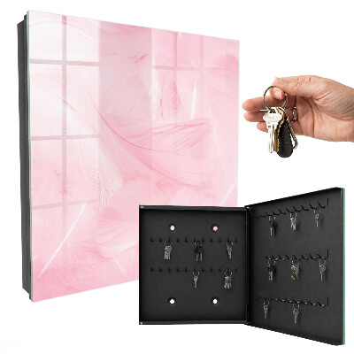 Armario para llaves con diseño de plumas rosas