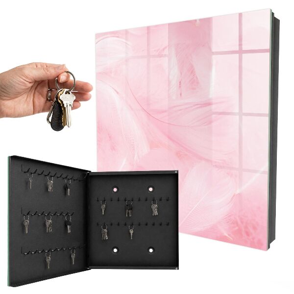 Armario para llaves con diseño de plumas rosas
