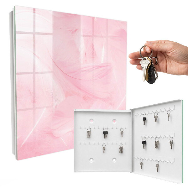 Armario para llaves con diseño de plumas rosas