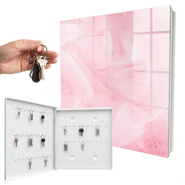 Armario para llaves con diseño de plumas rosas