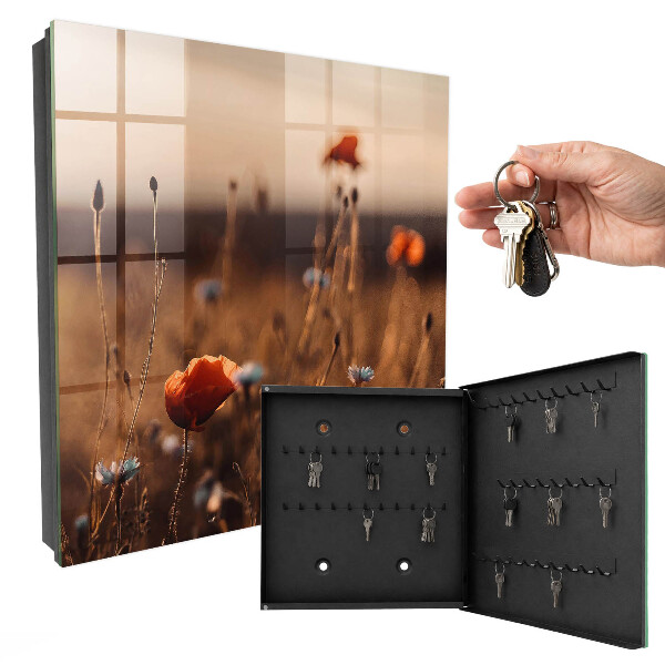 Caja para llaves con diseño de campos de amapolas