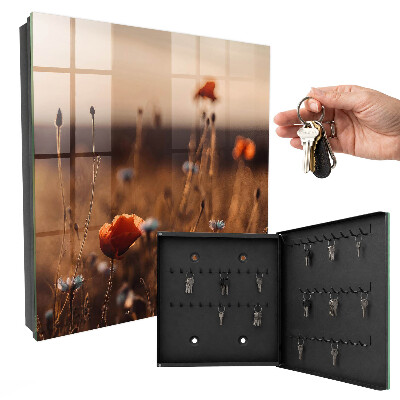 Caja para llaves con diseño de campos de amapolas