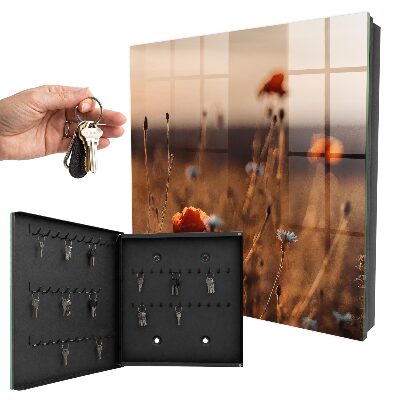Caja para llaves con diseño de campos de amapolas