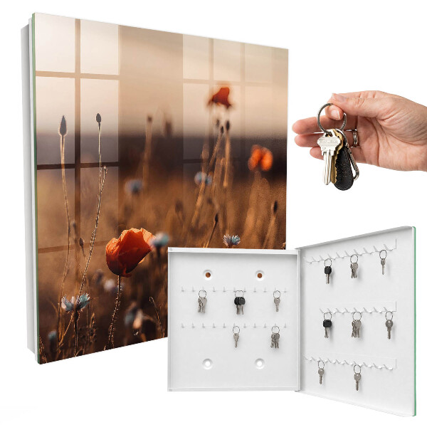 Caja para llaves con diseño de campos de amapolas