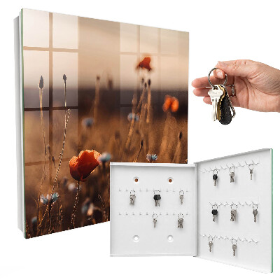 Caja para llaves con diseño de campos de amapolas