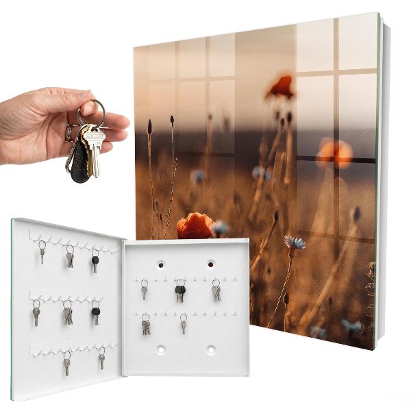 Caja para llaves con diseño de campos de amapolas
