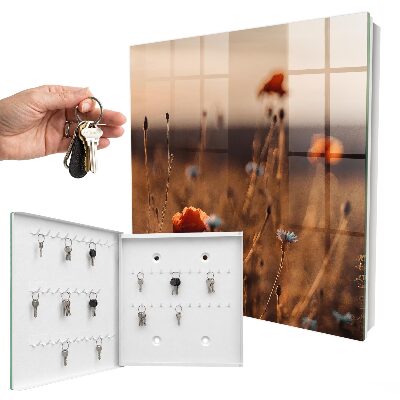Caja para llaves con diseño de campos de amapolas
