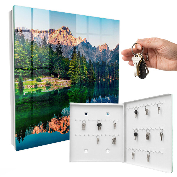 Caja para llaves con diseño de paisaje de montaña