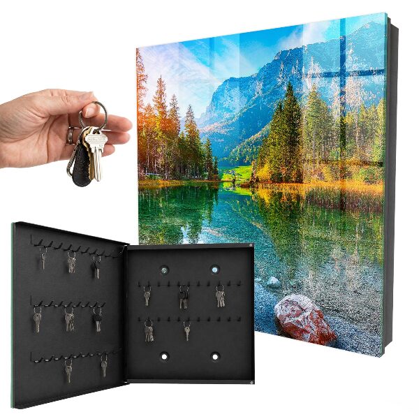 Caja para llaves con diseño de paisaje de montaña