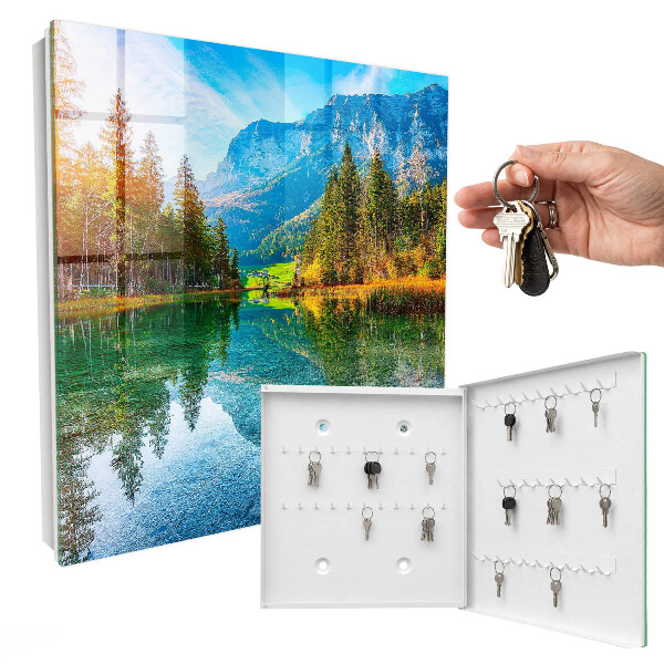 Caja para llaves con diseño de paisaje de montaña