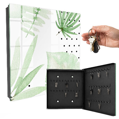 Caja para llaves con diseño de hojas verdes