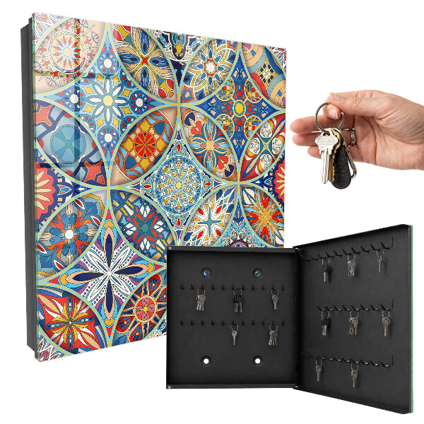 Caja para llaves con diseño de mosaico de colores