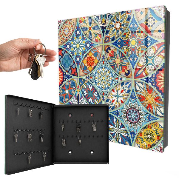 Caja para llaves con diseño de mosaico de colores