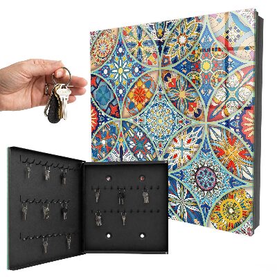 Caja para llaves con diseño de mosaico de colores