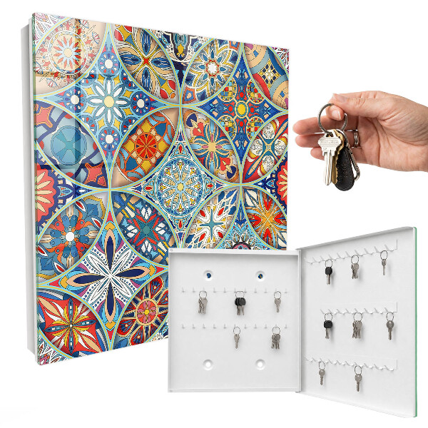 Caja para llaves con diseño de mosaico de colores