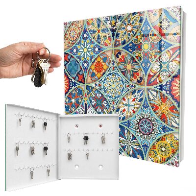 Caja para llaves con diseño de mosaico de colores