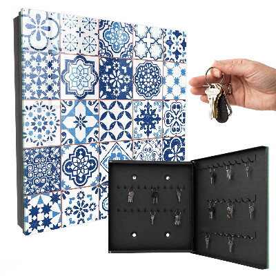 Armario para llaves con diseño de azulejos azules