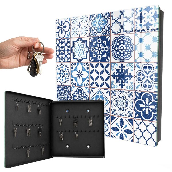 Armario para llaves con diseño de azulejos azules
