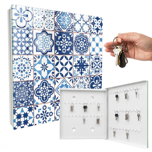 Armario para llaves con diseño de azulejos azules