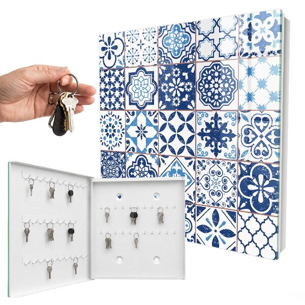 Armario para llaves con diseño de azulejos azules