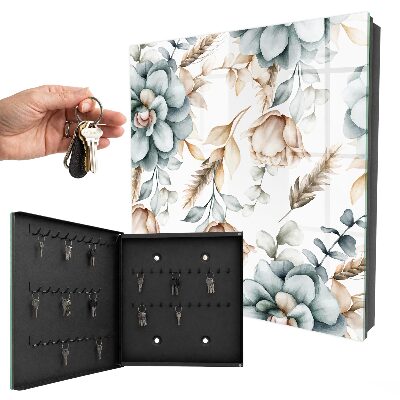 Armario para llaves con diseño de flores de acuarela