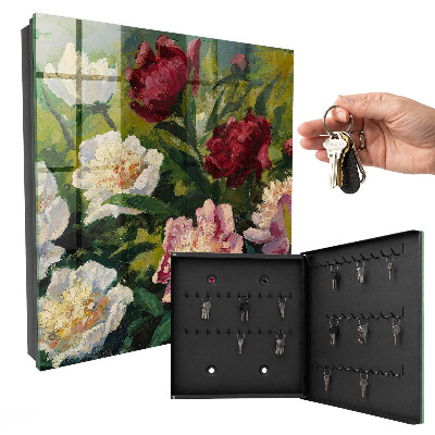 Armario para colgar llaves con diseño de flores coloridas