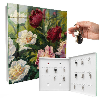 Armario para colgar llaves con diseño de flores coloridas