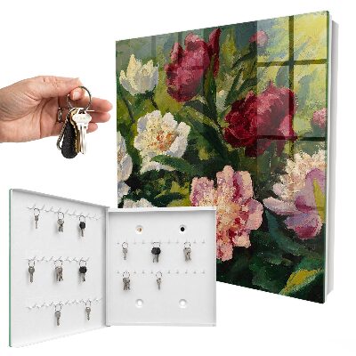 Armario para colgar llaves con diseño de flores coloridas