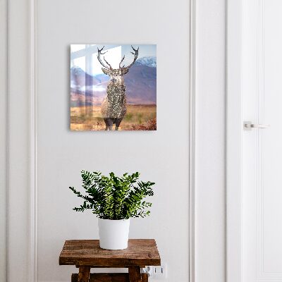 Caja para llaves con diseño de ciervos en las montañas