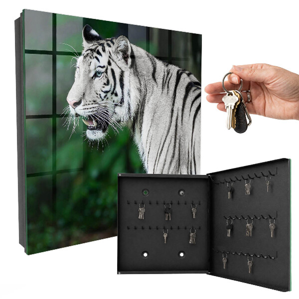 Caja para llaves con diseño de tigre blanco