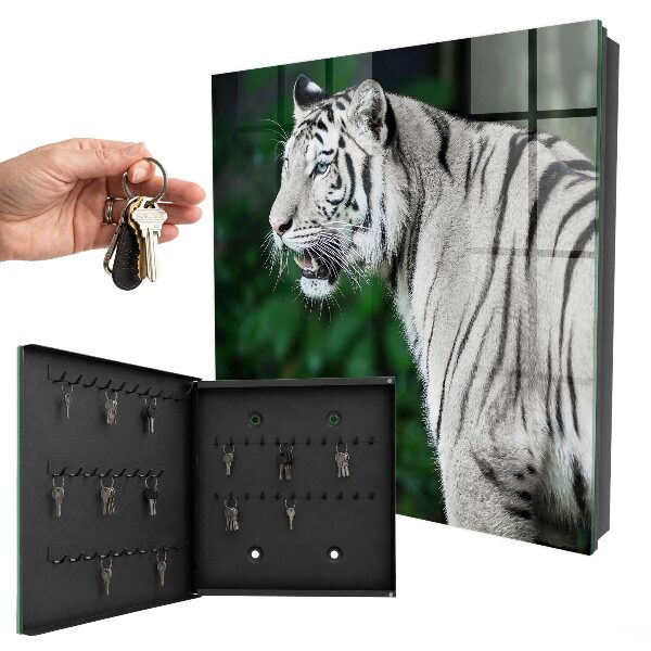 Caja para llaves con diseño de tigre blanco