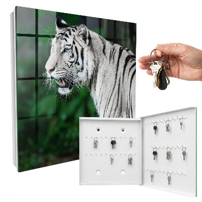 Caja para llaves con diseño de tigre blanco
