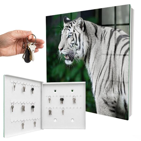 Caja para llaves con diseño de tigre blanco