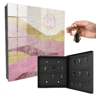 Caja para llaves con diseño de olas y rayos de sol