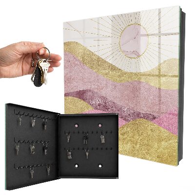 Caja para llaves con diseño de olas y rayos de sol